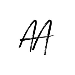 AA letter mark ink brush stroke monogram logo vector icon illustration