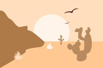 African minimalist landscape pattern background for design greeting card, travel agency flyer, souvenir shop tag, t shirt print etc.