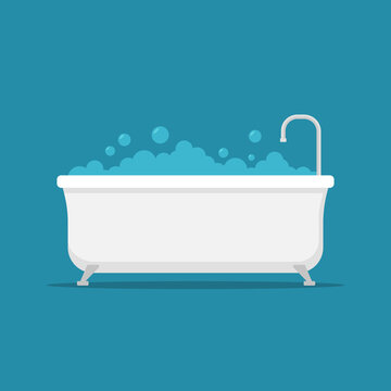 Bath tub shower vector icon. Bathtub clipart simple flat symbol