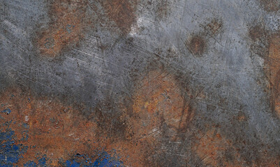 Rusted on surface of the old iron, Deterioration of the steel, Decay and grunge Texture background	