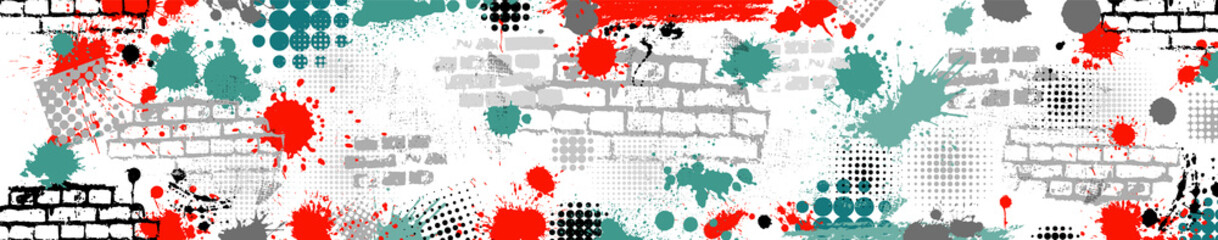 Fototapeta premium Horizontal background from blots. Long vintage background . Vector illustration