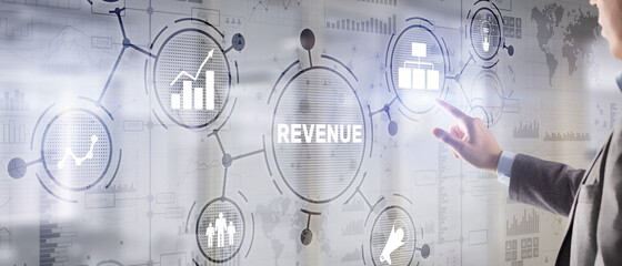 Revenue. Raising income concept. The businessman plans to increase his revenue