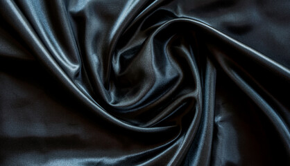 Wrinkle black satin cloth texture background