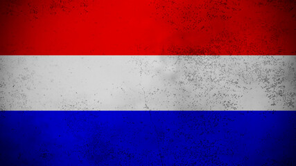 Vintage old flag of Nederland. Art texture painted national flag. Design element.