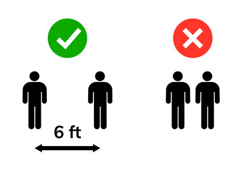 Social distance vector icon, Keep distance people info graphic rule measure coronavirus prevention