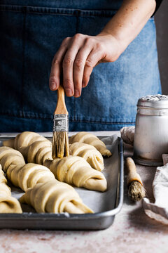 Croissant baking preparation food photography