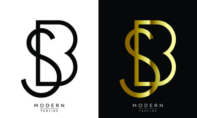 Elegant Luxury BS, SB alphabet letter icon logo design.