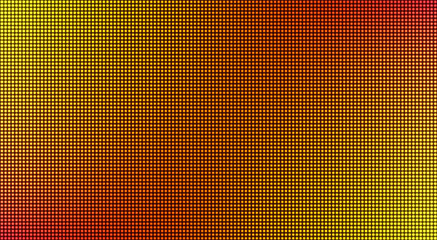 Led texture. Pixel TV screen. Digital display with points. Lcd monitor. Yellow orange television videowall. Electronic diode effect. Projector template. Horizontal background. Vector illustration.