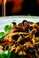 Spicy salad with mushrooms Vegan dish