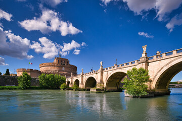Castel Sant'Angelo and bridge Sant'Angelo, Rome, Italy
