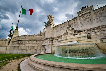 Altar of the Fatherland, and Italy flag, Rome, Italy