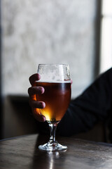 glass of cold light beer