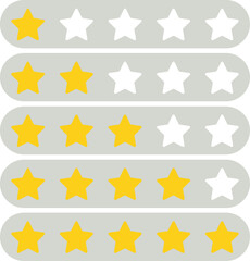5 star rating icons. Quality assessment system. Vector