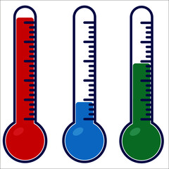 Thermometers pictograms set. A set of three colors.