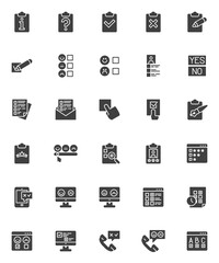 Survey, questionnaire vector icons set