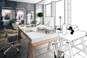 Contemporary Penthouse Office Environment (planning) - 3D Visualization