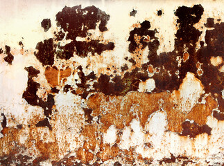 white metal surface corroded by rust in different shades of brown and orange - texture for steam punk background of a wallpaper