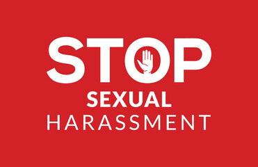 Fototapeta na wymiar Sexual harassment violence stop poster. Sexual harassment assault woman concept