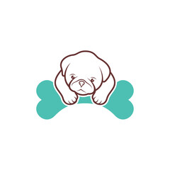 Bone Dog logo design vector illustration, Creative Dog logo design concept template, symbols icons