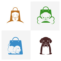 Set of Shop Dog logo design vector illustration, Creative Dog logo design concept template, symbols icons