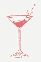 Foto op Plexiglas Muted red martini cocktail in cartoon illustration © Rawpixel.com