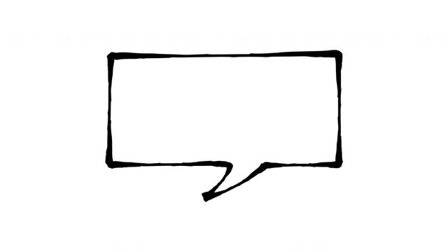 Inky speech bubble doodle, stop motion animation on a white background 