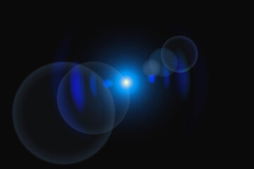 Abstract blue lens flare with spectrum ghost design element
