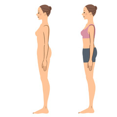 女性　美容　横向きの全身イラストセット