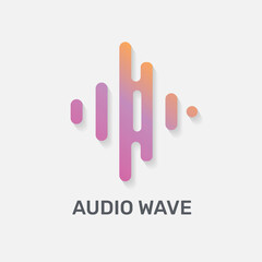 Fototapeta na wymiar Audio wave music logo flat design