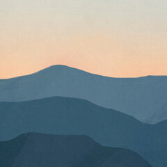 Landscape background of mountains with sunset illustration