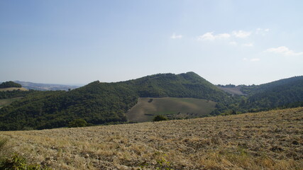 Obraz premium Vista lungo il sentiero sui monti delle Cesane nelle Marche