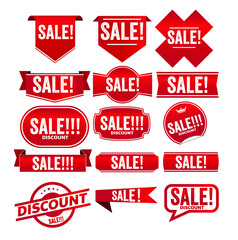 sale red banner promotion tag design for marketing