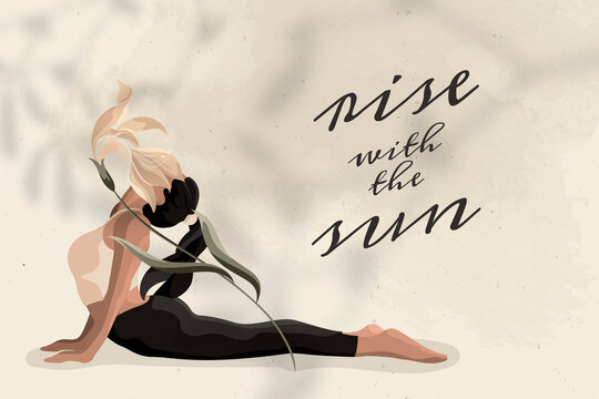 Healthy living quote with rise with the sun text