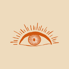 Eye logo hand-drawn illustration vintage wild west theme