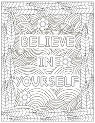Believe in yourself. Quote coloring page. Affirmation coloring.