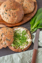 whole grain buns with wild garlic