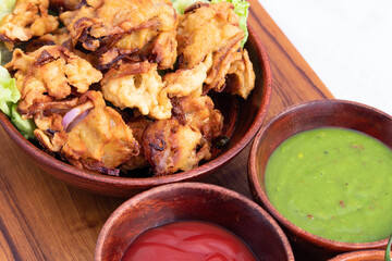 Delicious Indian Tea Time Chaat Snacks With Various Names Like Onion Bhajji Pyaj Pakora Or Pakore Punjabi Pyaaj Ke Pakode Or Pakoda Kanda Bhaji Pyaaz Bajji Is Mostly Enjoyed In Rainy Season