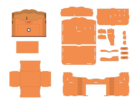 
Drawing for laser cutting from plywood. Organizer for cosmetics