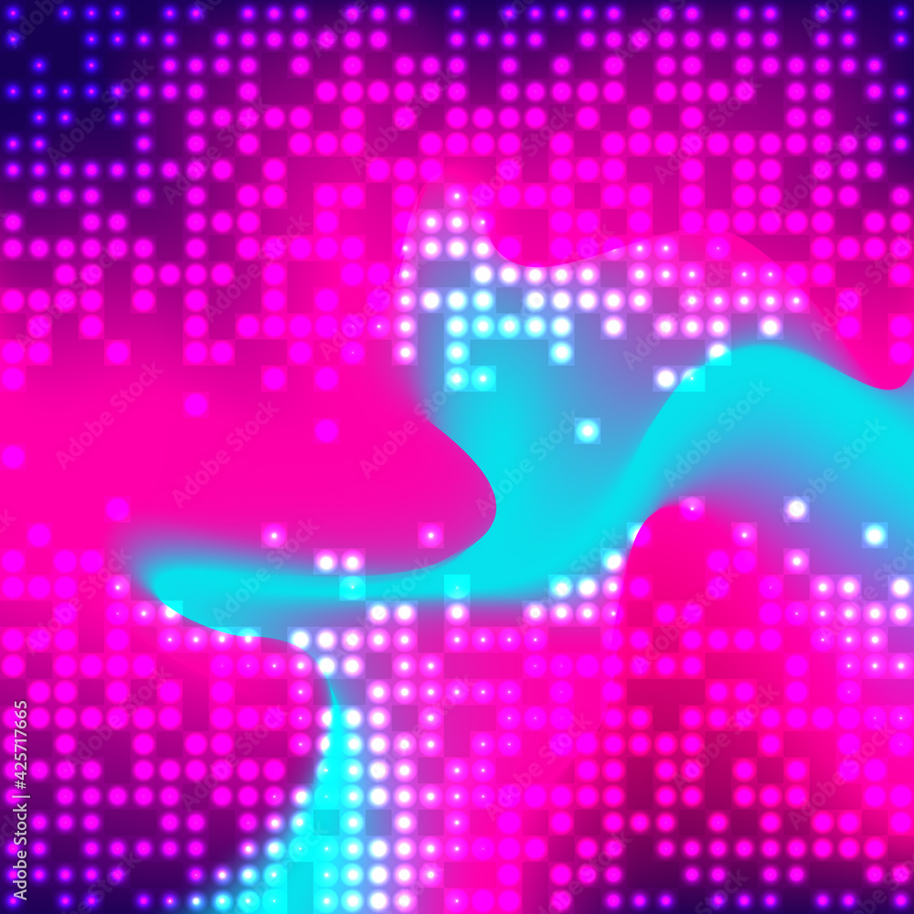Aufkleber digital waves in neon colors with sequins effect. modern 3d background with dynamic frequency wavefo