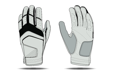 Basic Golf Glove Design Template Fashion Sketch - obrazy, fototapety, plakaty