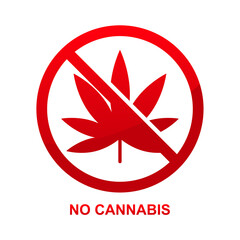 No cannabis sign isolated on white background vector illustration.