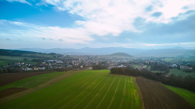 airview of the german village seifhennersdorf