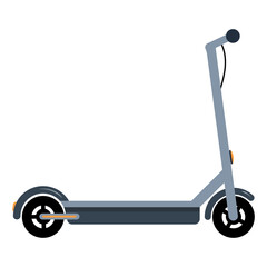 Electric scooter on a white isolated background. Transport for walking and delivery. Flat style illustration.