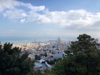 Fototapeta na wymiar Haifa aerial view of the city from the Bahai Gardens