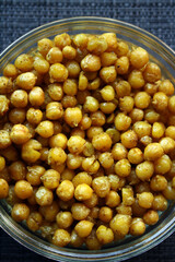 Roasted chickpeas with spices. Appetizer for drinks.