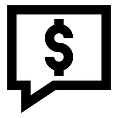 
Dollar inside bubble denoting linear icon of financial chat 

