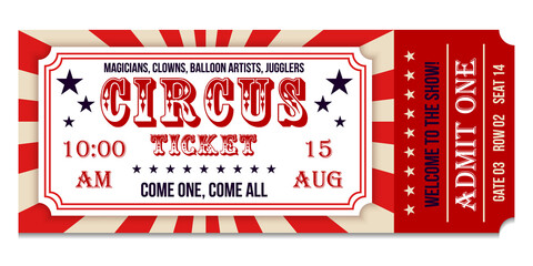 Circus ticket. Vector Image. Horizontal circus ticket.
