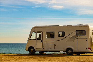 Rv caravan camping on beach