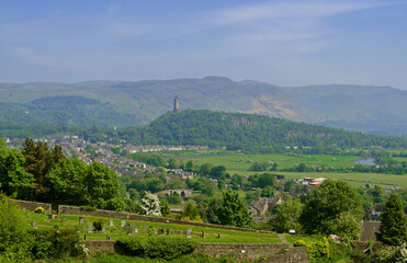 Fototapeta na wymiar Scenic view of Stirling Scotland with the William Wallace Monument in the background