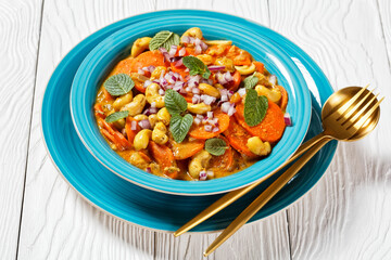 carrot curry with cashew and raisins, top view